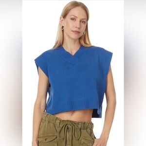 NWT Free People Womens Easy Street Vest Crop Top Deja Blue All Sizes